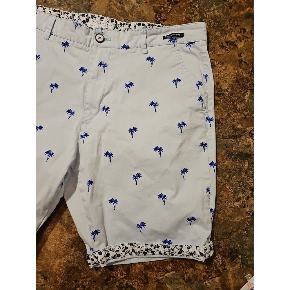 Denim & Flowers Ricky Singh Men's Shorts SZ 36‎ Palm Tree Print (A150)